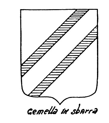 Image of the heraldic term: Gemella in sbarra